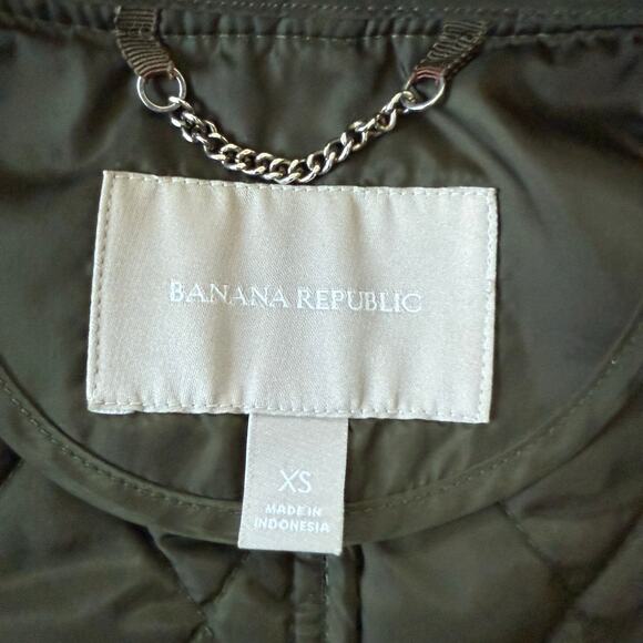 Banana Republic Quilted Lightweight Jacket Stand-up Collar Pockets Size XS Green - Picture 4 of 9